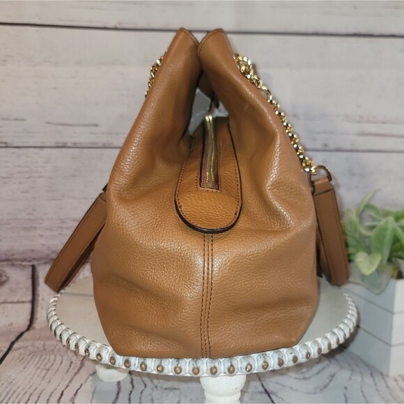 Michael Kors Jet Set Large Tan Genuine Soft Leather Shoulder Hobo Bag - Picture 4 of 16